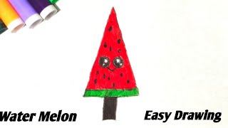 Water Melon Easy Drawing  Step by Step Drawing [upl. by Yroger955]