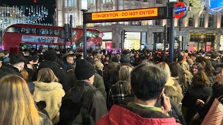 🇬🇧🎄🎅 CENTRAL LONDON WALK OVERCROWDING ALL TUBE STATIONS CLOSED AVOID 14th of DEC 2024 4K HDR [upl. by Odnamla588]