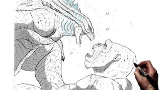 How To Draw Godzilla Vs Kong Chest Stomp  Step By Step  Godzilla vs Kong [upl. by Singer]