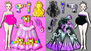 Vestidos rosa y negro para madre e hija embarazadas  Muñecas De Papel DIY  Barbie Colombia [upl. by Norat294]