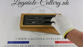 Set of 2 Laguiole Steak Knives Buffalo Horn [upl. by Adnarom]