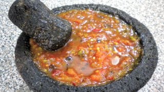 SALSA DE MOLCAJETE MARTAJADA 2  RECETA FACIL [upl. by Hcirdeirf]