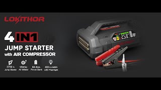 LOKITHOR JA401 3750A 12V Jump Starter with Air Compressor [upl. by Neall401]