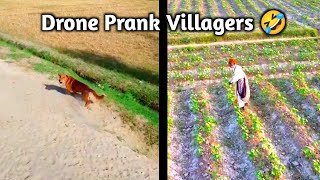 Drone Pranks in villagers 😂 Must Watch Funny pranks [upl. by Neenwahs]