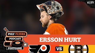 PHLY Flyers Postgame Sam Ersson hurt offense disappears in loss to Bruins [upl. by Anaila]