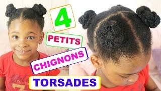 TUTO COIFFURE ENFANT  Chignons torsadés sur cheveux afro Collab avec Les féeries dAmbre [upl. by Anaer]