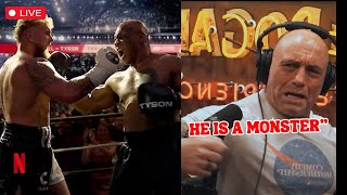 JOE ROGAN REACTS TO MIKE TYSON KO PUTTING JAKE PAUL AT HIGH RISK [upl. by Gnivre]