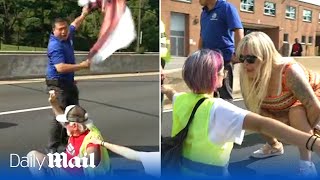 Ive got kids to feed Furious commuters confront climate activists in Washing DC [upl. by Main]