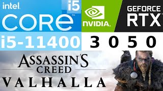 GeForce RTX 3050  Intel Core i511400  Assassins Creed AC Valhalla FPS Test i511400F [upl. by Ahsinar]