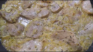 Polędwiczki wieprzowe w sosie musztardowym  Pork tenderloin recipe  MajkelGotuje [upl. by Erkan]