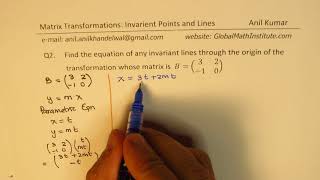 Find Equation on Invariant Lines through origin Linear Transformation Matrix [upl. by Erdnassak]