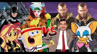 MUGEN Request 653 Karate SpongeBob Batman Rogue Insane Sunset VS MrBean Rouge Niko Bellic X2 [upl. by Iverson]