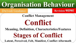 Conflict Meaning Stages of Conflict Latent Manifest Conflict Conflict management OB behaviour [upl. by Zweig]