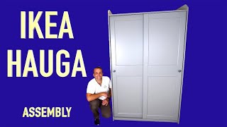 Ikea HAUGA Wardrobe with sliding doors Assembly instructions [upl. by Leeban]