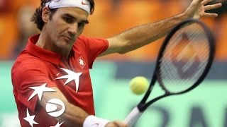 Highlights Roger Federer SUI v Ilija Bozoljac SRB [upl. by Ecirb]