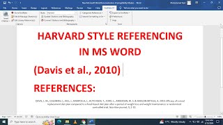 Harvard referencing style in ms word for articles reports and research papers [upl. by Nordna]