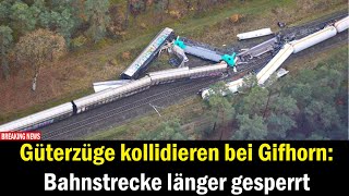 Güterzüge kollidieren bei Gifhorn Bahnstrecke länger gesperrt [upl. by Hayashi]