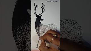 Deer drawing  stippling art  dot art  drawing with dots shorts [upl. by Adnovad]