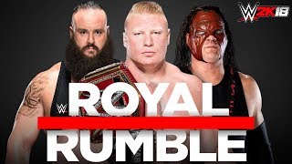 WWE Royal Rumble 2018 Triple Threat Brock Lesnar Champion vs Braun Strowman vs Kane HD2K18 [upl. by Faith]