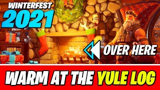 Warm Yourself at the Yule Log in the Cozy Lodge Fortnite Winterfest 2021 [upl. by Ahpla]