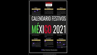 Calendario laboral México 2021  Días Festivos Mexicanos para 2021 Feriados y Puentes MÍRALO [upl. by Htial]