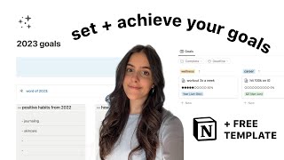 how to set amp achieve your goals with notion in 2023  FREE goal planning template [upl. by Nerissa]