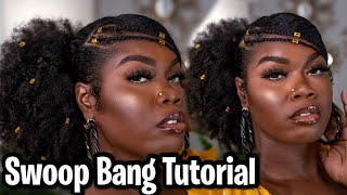 Easy Low Ponytail With Swoop Bang Tutorial  Type 4 Hair [upl. by Junie]