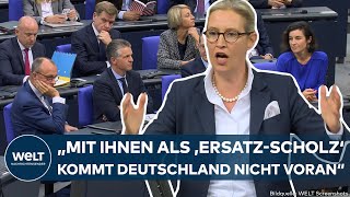 ALICE WEIDEL quotErsatzScholzquot AfDChefin attackiert Merz quotMit Ihnen kommt Deutschland nicht voranquot [upl. by Backler]