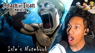 THE FIRST TALKING TITAN Attack On Titan Isles Notebook OVA Reaction [upl. by Caravette]