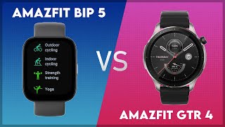 Amazfit Bip 5 vs Amazfit GTR 4 Comparison [upl. by Aikemaj]