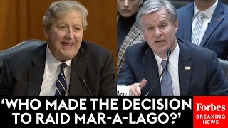 BREAKING NEWS John Kennedy Questions FBIs Wray About Raid On MarALago [upl. by Drallim]