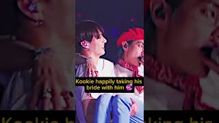 Kookie 🐰 happily taking his bride 👰💞taekooktrending btsarmy 💜💜💜 [upl. by Eiderf630]