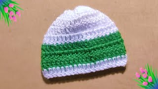 very easy and simple crochet cap for beginners  winter cap  knitting woolen hat  topi design [upl. by Nylzor]