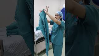 Surgical Gowning Technique How to wear a sterile gown with sterile techniquesterile gown kese phn [upl. by Spatola]