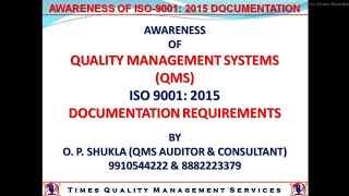 ISO90012015 DOCUMENTATION REQUIREMENTS  TQM SERVICES [upl. by Grindlay687]