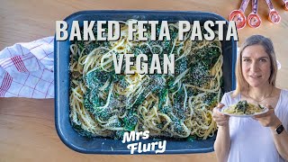 Baked Feta Pasta vegan  Geniales TrendRezept mit Spinat [upl. by Alehs999]