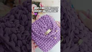 Waistcoat stitch crochet bag💜 shorts waistcoatstitch crochetbag crochetstitch tshirtyarn diy [upl. by Rahm439]