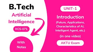 Unit 1 Introduction to Artificial Intelligence AKTU With Notes  BTech 4th Year KCS 071 [upl. by Freyah]