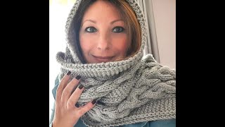 Sciarpa con cappuccio ai ferri  Knitted hooded scarf  Bufanda de punto con capucha [upl. by Nnylarat33]