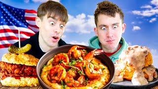 Two Brits try Shrimp and Grits for the first time [upl. by Gotthelf]