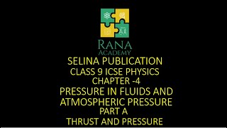 CLASS 9  ICSE  PHYSICS  LECTURE 1  SELINA PUBLICATION  PRESSURE IN FLUIDS  THRUST AND PRESSURE [upl. by Anailuig]