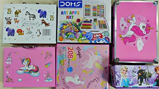 cute collection of art supply ever used art kit unicorn magic 208 pieces kit crayons doms art [upl. by Margery]