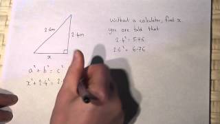 Pythagoras Theorem solving problems involving Pythagoras without a calculator [upl. by Dnomal841]