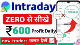 First Trade On Groww App kaise le  Intraday Trading For Beginners  🔴Live Profit Trade Demo [upl. by Elspeth]