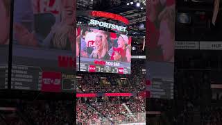 First time in a professional hockey game Flames vs Jets Stache style at the Saddledome [upl. by Bertolde774]