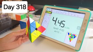 1 Year Cubing Pyraminx Challenge Day 318365 ao5 452  Noob Cuber [upl. by Ynahpets]