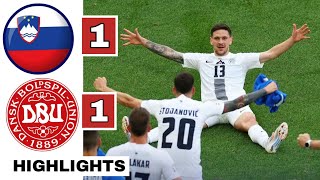 ⚪️🔴Slovenia vs Denmark 11 HIGHLIGHTS Eriksen amp Janža GOALS  EURO 2024 [upl. by Aiselad430]