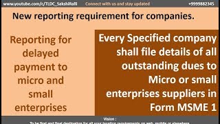 Specified Companies required to report information about delayed payment to MSME Form MSME 1 [upl. by Joceline116]