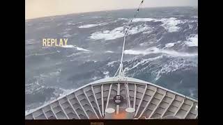 🌊 quotCrashing Waves Norwegian Cruise Ship MS MAUD Battles a Rogue Onslaught at Seaquot 🚢💥 [upl. by Aiyt]