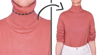 Great sewing trick to shorten a turtleneck sweater quickly and simply [upl. by Niwri852]